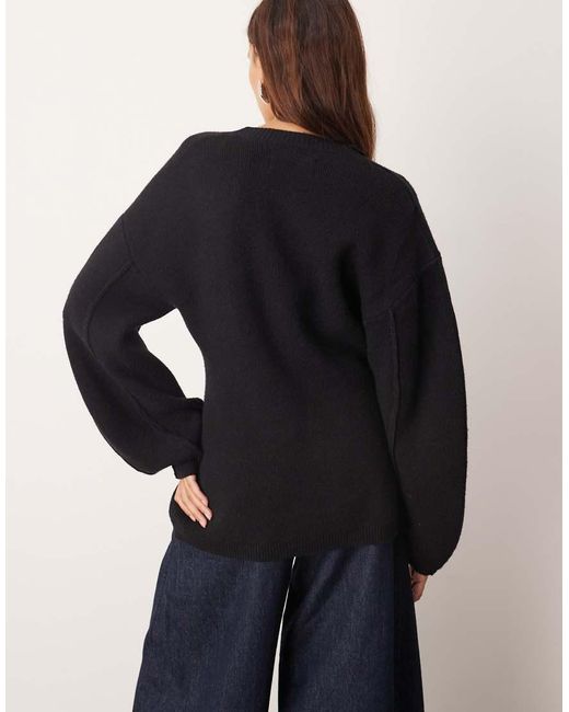ARRANGE Blue Sculpted Waist Cardigan With Ovoid Sleeve