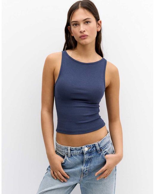Pull&Bear Blue Basic Tank Top