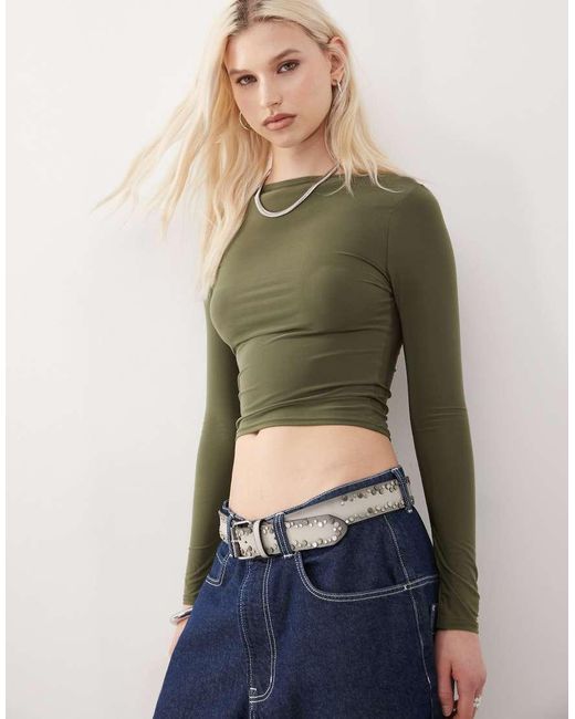 Top A Maniche Lunghe Con Scollo A Barchetta di Collusion in Brown