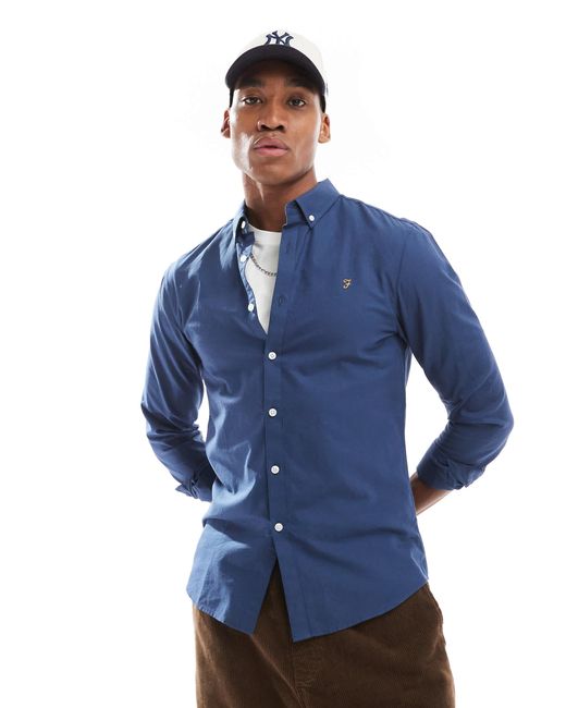 Farah – brewer – langärmliges oxford-hemd in Blue für Herren