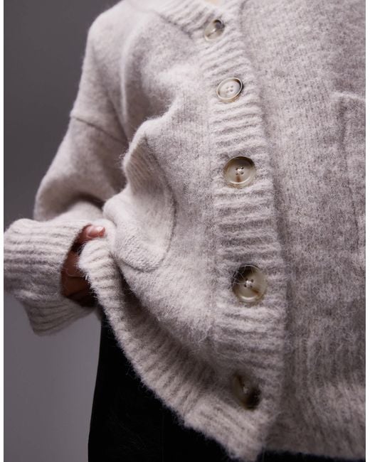 TOPSHOP Gray – flauschige oversize-strickjacke