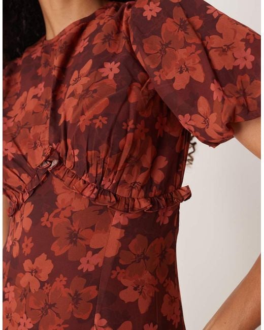 ANAYA Red Floral Short Sleeve Maxi Dress