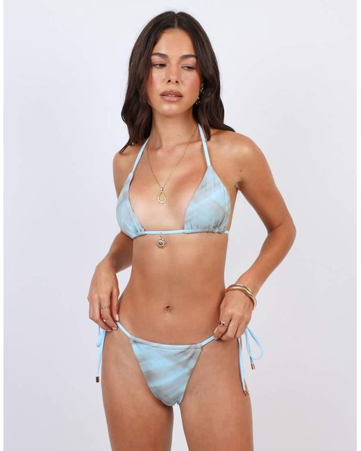SIMMI Blue Abstract Print Triangle Bikini Top