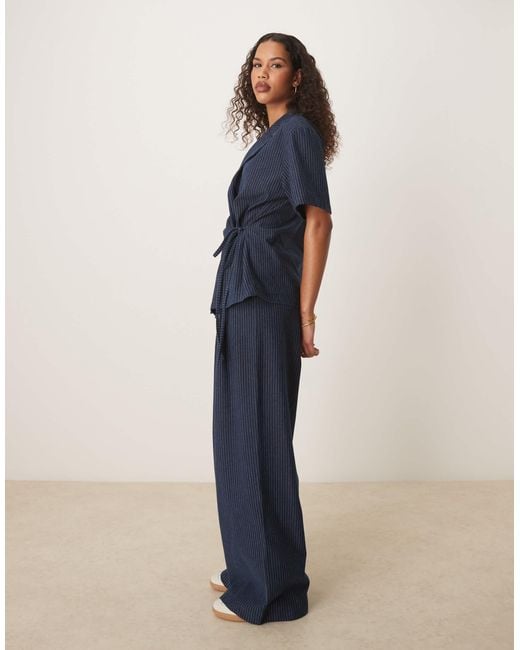 ASOS Blue Denim Look Co-ord Wide Leg Trousers