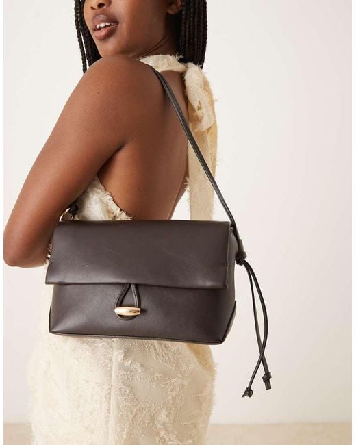 Mango Black Elegant Hand Bag With Gold Accent Fastening
