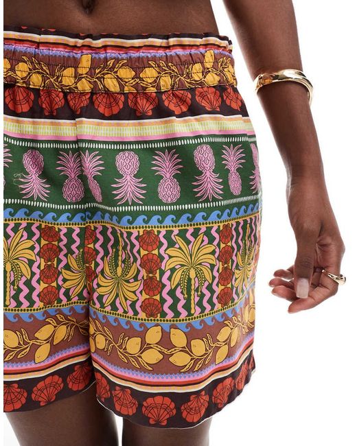 Pantalones Cortos Multicolores Con Estampado Tropical Veraniego De (Parte De Un Conjunto) Vero Moda