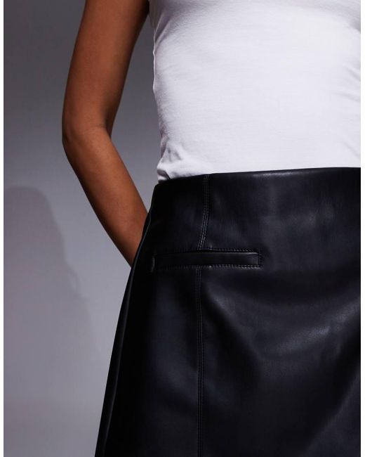 River Island Black Faux Leather Pocket Detail Mini Skirt