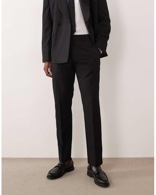 ASOS Black Slim Suit Trouser With Tonal Micro Checkerboard Weave for men