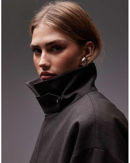 ASOS Black Drape Back Funnel Jacket