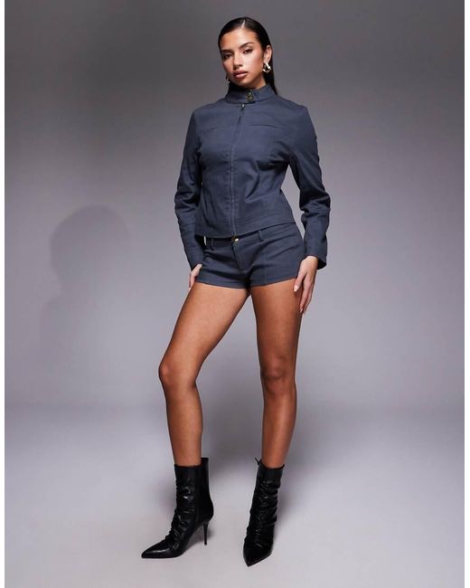 Edikted Blue Kayra Moto Jacket