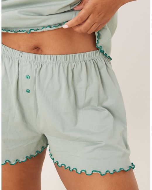 ASOS Green Asos Design Curve Short Sleeve & Short Pyjama Set With Slogan