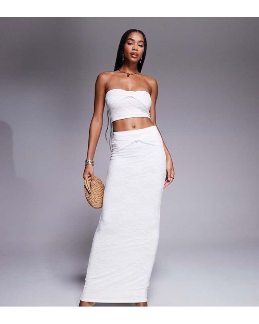 Kaiia Purple Exclusive Double Layered Slinky Lace Knot Detail Maxi Skirt Co-Ord