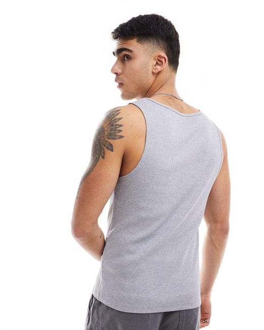 ASOS Gray Muscle Fit Rib Vest for men