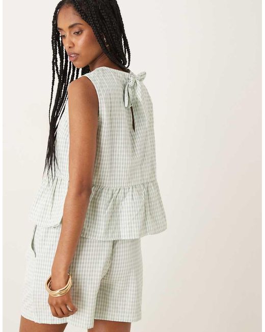 Vila Mouwloze Top Met Ruches Aan De Zoom En Gingham Ruit in het Multicolor