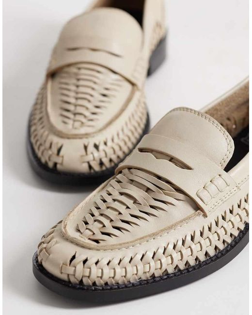 Bronx White Zur-ii Woven Detail Loafers