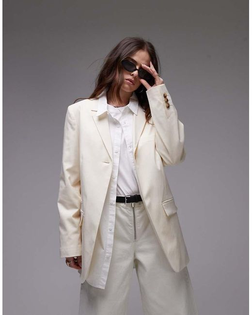 TOPSHOP Gray Tonic High Break Tailored Blazer