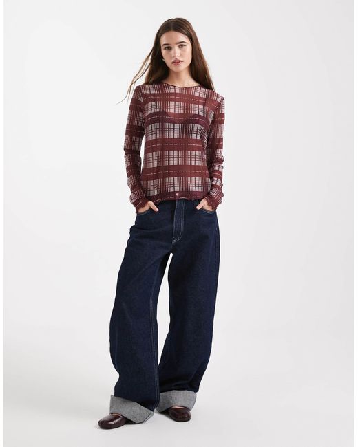 Object Blue Mesh Long Sleeve Top