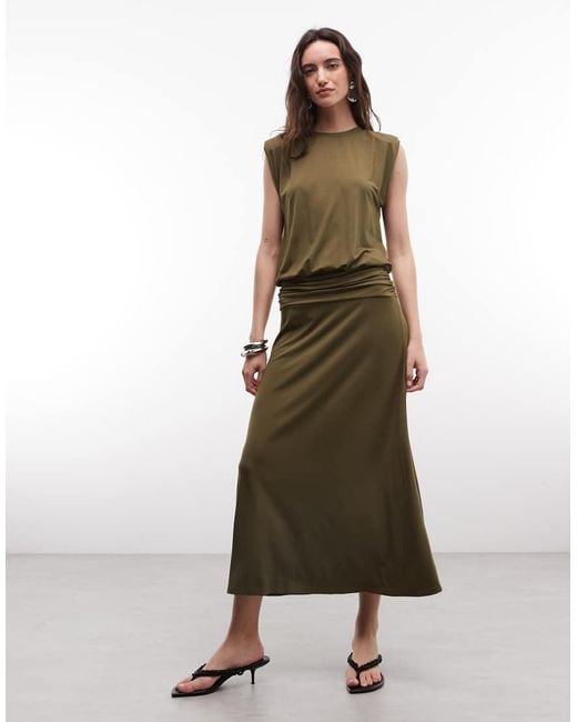 ASOS Natural Ruched Waist Maxi Dress