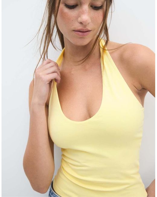 Stradivarius Blue Basic Halter Top