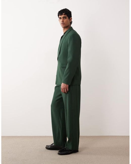 ASOS Green Wide Leg Tuxedo Suit Trousers for men