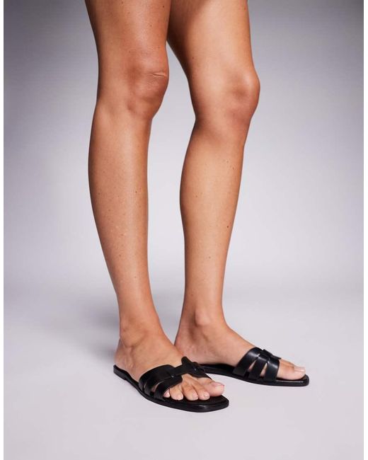 SIMMI Black Jorja Slip On Flat Sandals