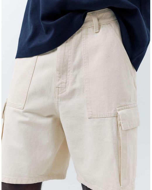 Pull&Bear Blue Baggy Cargo Bermuda Shorts for men