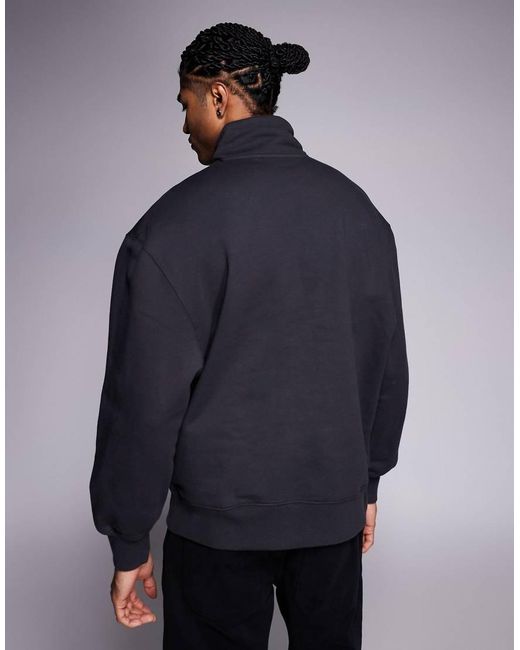 Sudadera Gris Carbón Extragrande Con Capucha Y Cremallera Corta De Tejido Grueso De 400 G/M² Premium De ASOS de hombre de color Blue