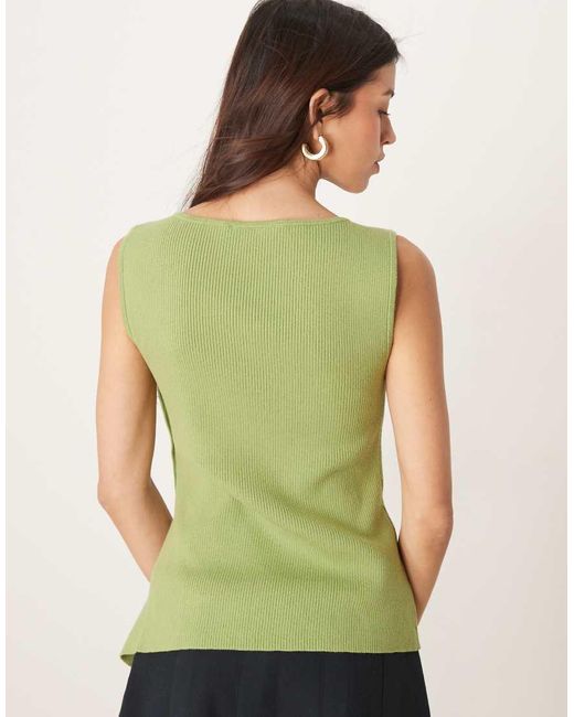 Abercrombie & Fitch Asymmetrisch Gebreide Tanktop in het Green