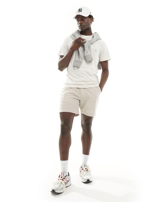 Camiseta color holgada con estampado delantero y trasero "malibu beach tennis club" Abercrombie & Fitch de hombre de color White