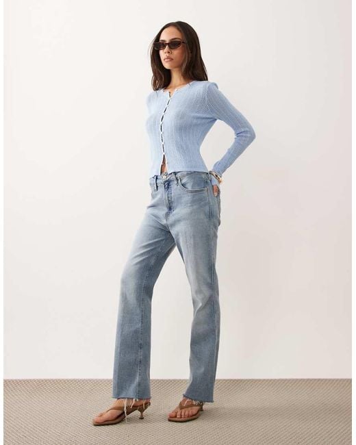 GOOD AMERICAN Blue Lightweight Button Through Cardigan