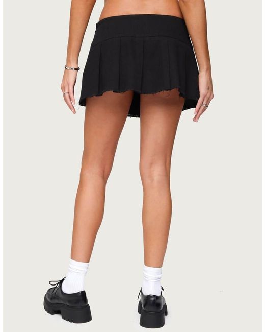 Edikted Black Kore Belt Pleated Denim Micro Skort