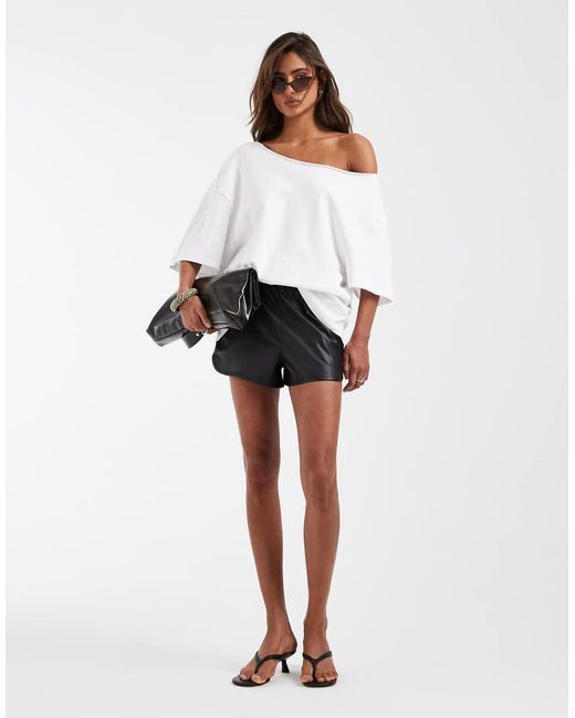 ASOS White Slouchy Off Shoulder Oversized Tee