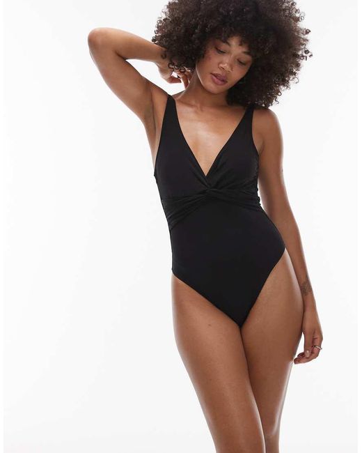 & Other Stories Black Plunge Swimsuit With Twist Front And Removeable Straps