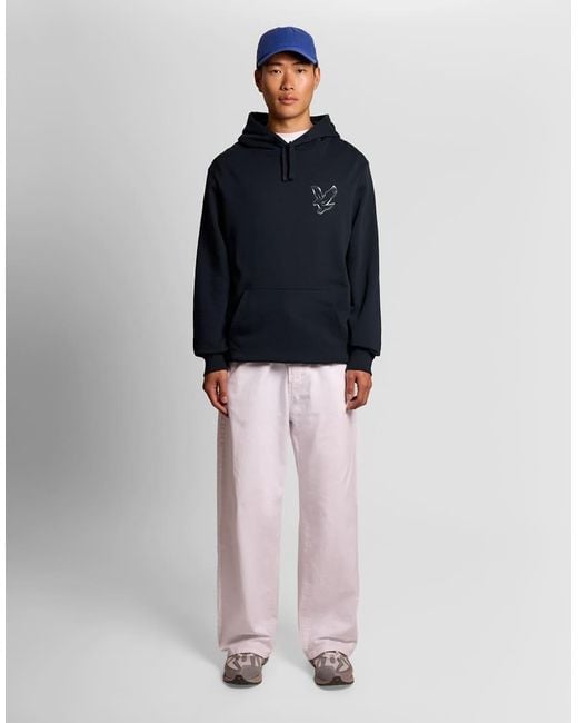 Lyle & Scott Blue Mid Layers Chrome Eagle Graphic Hoodie for men