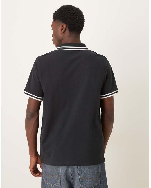 ASOS Black Essentials Polo With Tipping for men
