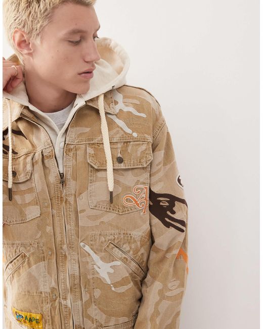Aape By A Bathing Ape Aape by a bathing ape – jeansjacke in White für Herren