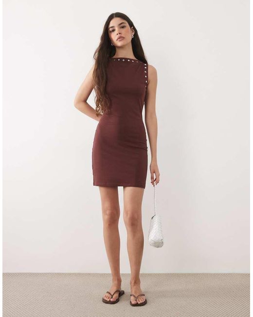 ASOS Red Sleeveless Mini Dress With Stud Details