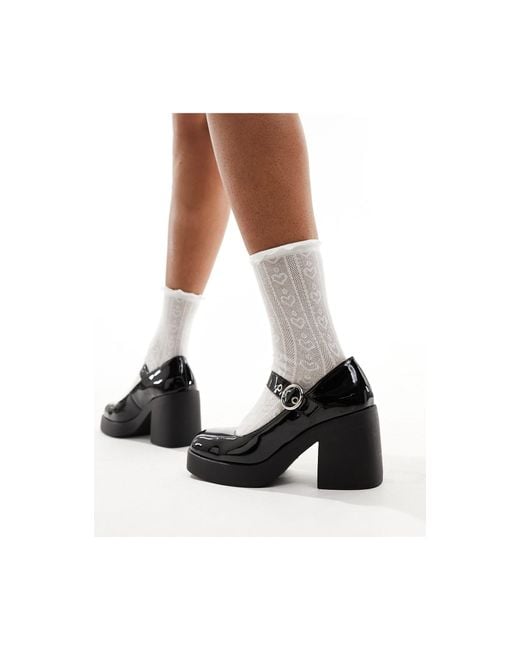 Truffle Collection Black Block Heel Mary Jane Shoes