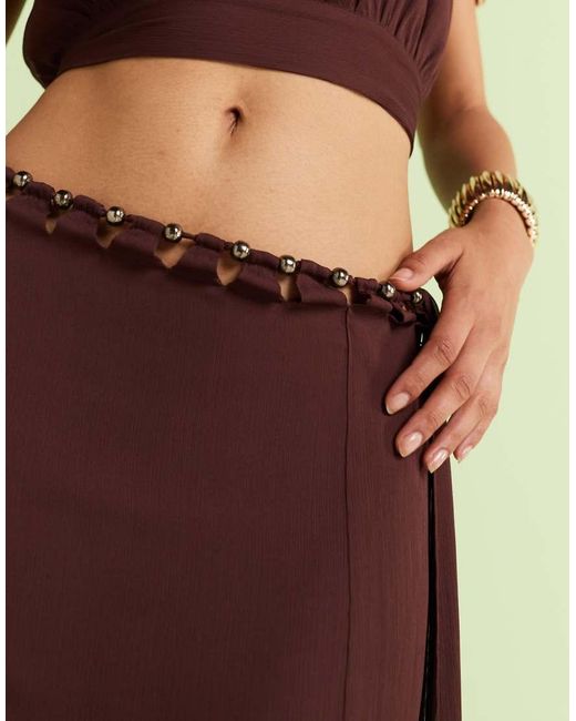 ASOS Purple Cut Out Beaded Volume Maxi Skirt