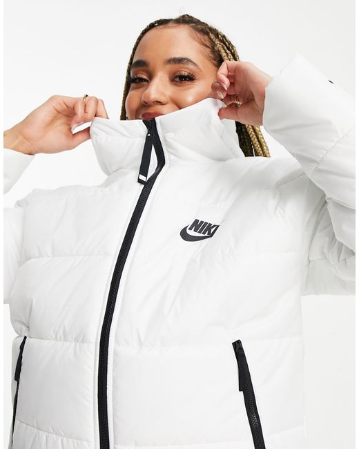 Nike White Classic Padded Jacket With Hood