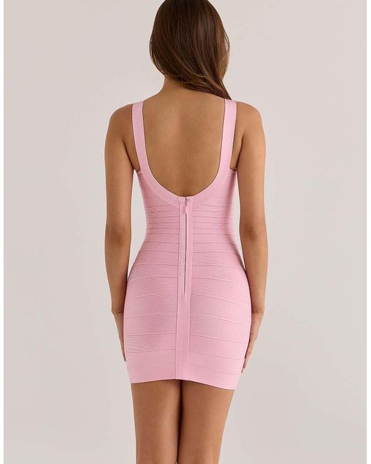 House Of Cb Pink The Og Lychee Scoop Neck Bandage Mini Dress