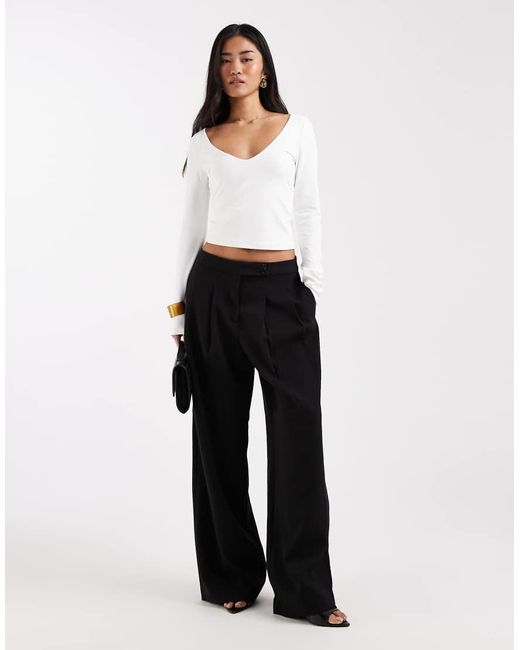 ASOS Polyamide Slinky Deep V-neck Top -white