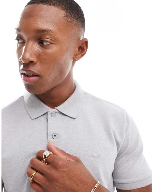 Hollister Gray Icon Logo Pique Polo for men