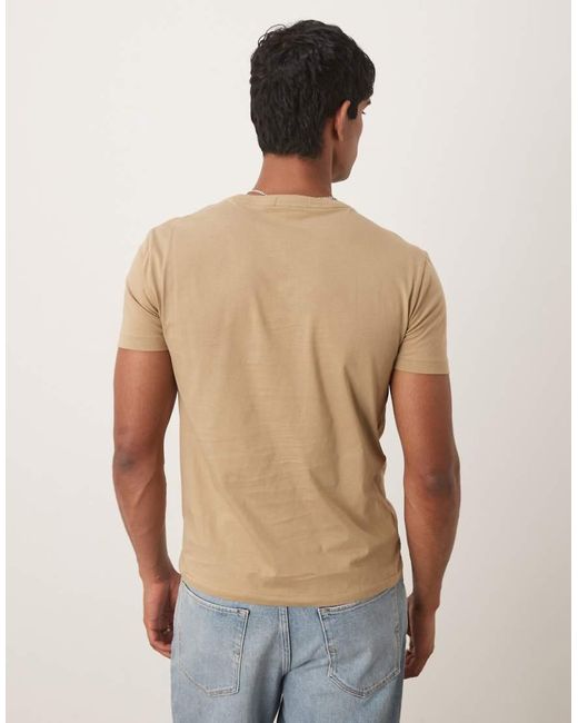 T-Shirt Color Cuoio Con Scritta Del Logo Stile College di Polo Ralph Lauren in Blue da Uomo