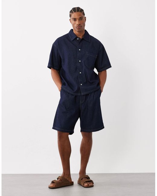 Jack & Jones Blue Drawstring Denim Shorts for men
