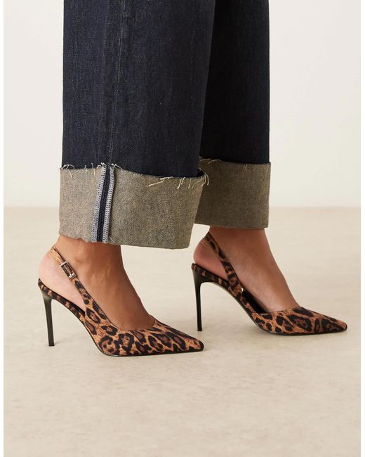 ASOS Black – polar d'orsay – slingback-schuhe mit leopardenmuster und hohem absatz