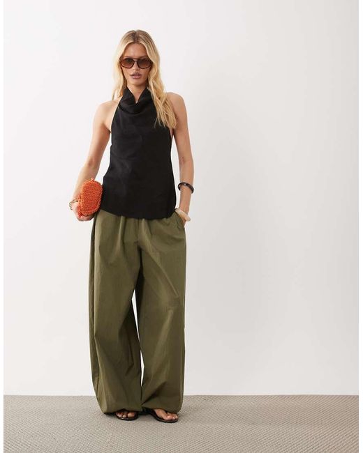 ARKET Black Linen Mix Sleeveless Drapey Top