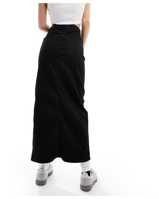 Jdy Black High Waisted Denim Maxi Skirt
