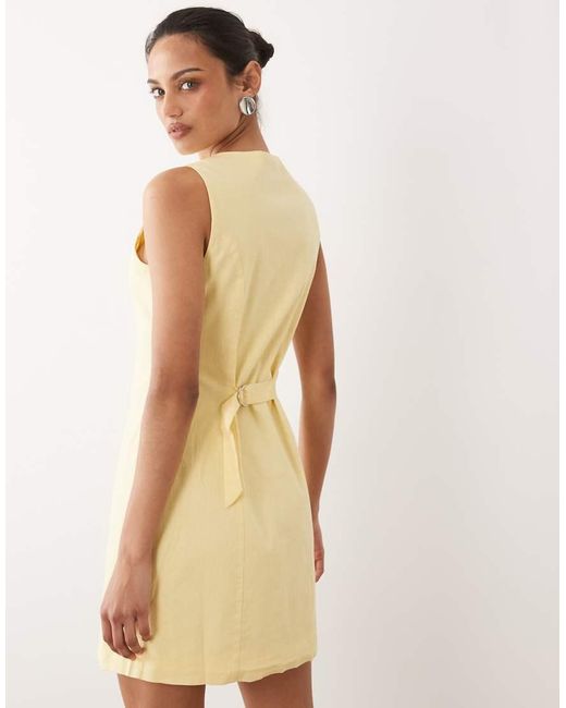 Nobody's Child Natural Polly Cotton Sleeveless Button Down Mini Dress