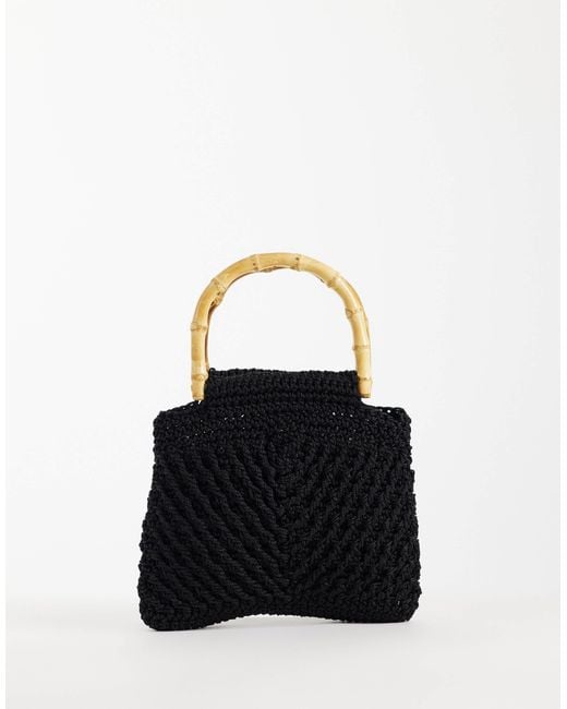 Mango Black Knitted Handbag